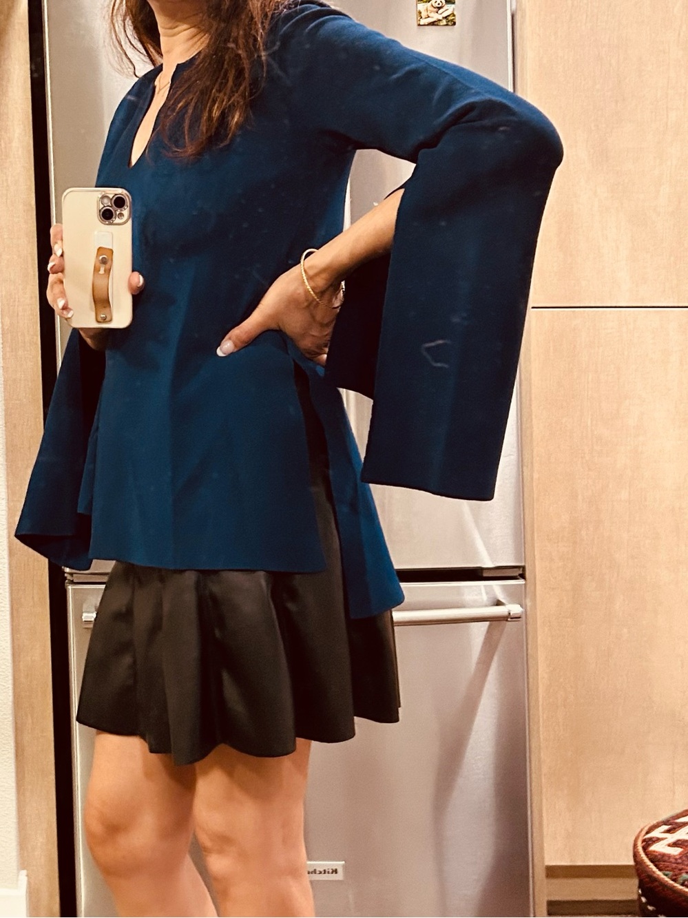 Stella McCartney Navy Peplum Top with Black Skirt Detail